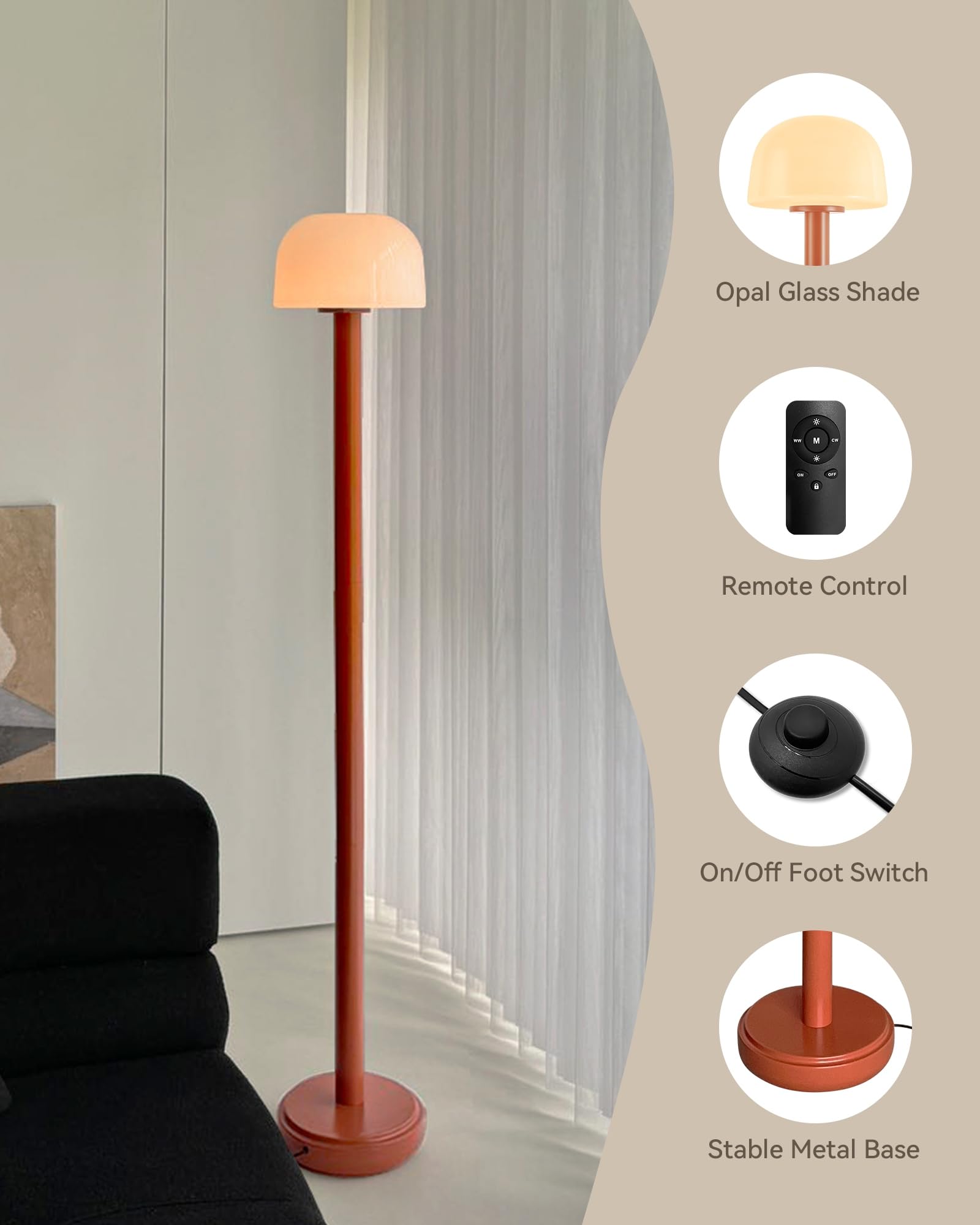 MAGCHARM Mushroom Floor Lamp with Remote, 59 Inch Tall LED